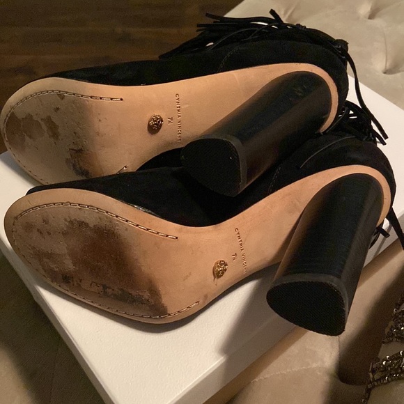 Cynthia Vincent Nailed Fringe Open Toe Booties - Picture 4 of 5